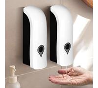 2 Pezzi Dispenser di Sapone Liquido 300 ml, Dispenser per Shampoo e Bagnoschiuma da Parete, Dispenser per Sapone Liquido, Senza Foratura, Manuale Sapone Dispenser, Dispenser Sapone a Parete (Bianco)