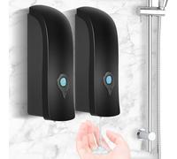 2 Pezzi Dispenser di Sapone Liquido 300 ml, Dispenser per Shampoo e Bagnoschiuma da Parete, Dispenser per Sapone Liquido, Senza Foratura, Manuale Sapone Dispenser, Dispenser Sapone a Parete (Nero)