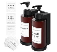 2 Pezzi Dispenser Sapone Doccia Da Muro Senza Foratura, Dispenser Sapone Bagno con Etichette, 300ML Dispenser Shampoo e Bagnoschiuma, Dispenser di Liquidi Ricaricabile Per Bagno Doccia Shampoo Balsamo