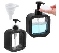 2 Pezzi Dispenser Sapone Liquido WISIRENT, Nero Plastica Doccia Dispenser Doccia Shampoo e Bagnoschiuma, Set Bagno e 1 Imbuto per Cucina e Bagno