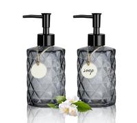 2 Pezzi Dispenser Sapone Vetro, 330ml Dispenser Di Sapone Liquido con Pompa, Dosatore Sapone Bagno Porta Sapone Bagno Dispensers Detersivo Piatti per Bagnos Cucina Piatti Lozione Shampoo