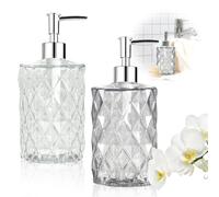 2 Pezzi Dispenser Sapone Vetro - Dispenser Di Sapone Liquido Antiscivolo Per il Bagno, Cucina - per Sapone, Shampoo e Lozione (330ML)