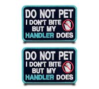 2 pezzi DO NOT PET I DON'T BITE BUT MY HANDLER DOES toppa divertente ricamata tattica militare con ricamo Airsoft Patch per abbigliamento tattico cane cappello da baseball, gilet pettorina per cani