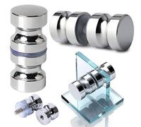 2 Pezzi Doccia Porta Pulsante Pomello per Porta Pomello Doccia Vetro Tondo Pomello Pomolo per Porta Doccia in Acciaio Inox Maniglia per Porta,Maniglione da Bagno In Acciaio Inossidabile (Argento)