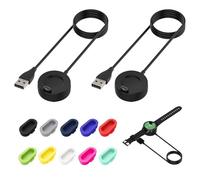 2 Pezzi Dock di Cavo Ricarica Caricatore USB A Compatibile con Fenix 7/6/5 Vivoactive 3/4 Forerunner 45/55/245/945 Venu 2 Instinct con Cavo di 1 M Adattabile a Smartwatch + 10 Tappi in Silicone