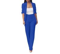 2 Pezzi Donna Tailleur Business Curvy Completo Blazer Formale Tinta Unita Elegante Giacche E Pantalone Matrimoni E Feste Con Tasche Tailleur Outfits Lavoro Ufficio Taglie Forti Abito Due Pezzi Set
