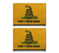 2 Pezzi Dont Tread On Me Giallo Ricamato Badge Patch Gancio & Loop Tattico Divertente Patch Militare Appliques per Abbigliamento Esterno Giacca Abbigliamento Borse Zaini Gilet