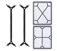2 Pezzi Elastici Ferma Lenzuola con Clip in Metallo, Bretelle con Clip in Metallo per Lenzuola da 60 a 270 cm, Materasso e Coperture, Antiscivolo per Letto, Divano, Barca, Tavolo(Nero)