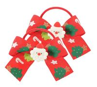 2 Pezzi Elastici per Chioma Natalizi Fiocco Rosso in Stoffa | Accessori Chioma Natale, Tenuta Delicata per Trecce, Feste Familiari e Idea Regalo per Genitori