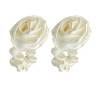 2 Pezzi Elastico per Chioma Rosa Retrò in Stoffa, Morbido | Satin Bianco, Forma Tridimensionale, per Chignon e Trecce, Uso Quotidiano, Nozze, Damigelle