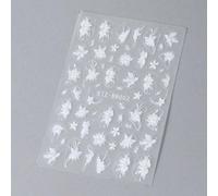 2 pezzi Eleganti adesivi per unghie 3D a forma di magnolia bianca - Decalcomanie floreali a cinque petali autoadesive, adatte per unghie fai-da-te per matrimoni e feste, effetto glitterato, monouso Bl