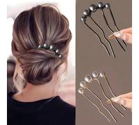 2 pezzi Eleganti pettini per chignon con perle finte - Pettini speciali a 4 denti, adatti per acconciature di capelli ricci e lunghi, possono essere utilizzati come pettini laterali, perfetti per scuo