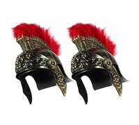 2 Pezzi Elmo Romano Cavaliere con Rilievo Leone per Teatro e Parate | Plastica Leggera, Vestibilità Confortevole, Design Creativo con Motivi Leonini