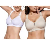 2 PEZZI Elvira - Reggiseno Senza Ferretto con Spalline Larghe Comfort, Coppe Preformate e Fascia Anatomica per Sostegno, Modellante e , Coppa D (IT, Numero, 46, Regular, Regular, BIANCO TIERRA)