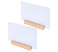 2 Pezzi Espositore da Tavolo A5 in Legno e PVC, Bianco, Stabile | Montaggio Semplice, Struttura Verticale Antiribaltamento, Display Chiaro senza Riflessi, per Conferenze e Sportelli