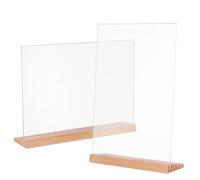 2 Pezzi Espositore da Tavolo in Acrilico e Legno, Set | Forma Semplice e Lucida, Superficie Liscia e Inclinazione Lieve, per Fiere ed Esposizioni