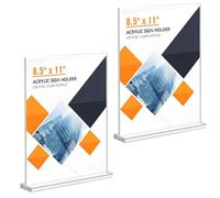 2 Pezzi Espositore Plexiglass A4, Porta-avvisi da Tavolo, Supporto Espositore A4, Porta A4 Stand, Forma di T Trasparenti Acrilico Supporto, per Menu, Foto, Poster, per Ristoranti Hotel Negozio