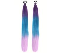 2 pezzi estensioni capelli viola per trecce capelli intrecciati color lavanda sfumati sintetici pre allungati con fascia elastica per bambini stile 1 intrecciato lavanda