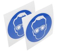 2 Pezzi Etichetta Autoadesiva Occhiali Protettivi Blu | PP Carta Sintetica, Semplice da Leggere, Uso in Fabbrica, Promemoria Visivo, Segnale Multiplo