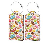 2 pezzi Etichetta per bagaglio per valigia Etichetta identificativa in similpelle a forma di ciam colorata con anello in acciaio inossidabile e scheda indirizzo per borsa da viaggio e valigia