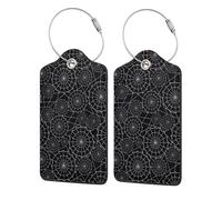 2 pezzi Etichetta per bagaglio per valigia Ragnatela Nera in pelle PU con etichetta identificativa per la privacy con anello in acciaio inossidabile e scheda indirizzo per valigia da viaggio