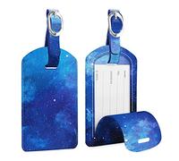 [2 Pezzi] Etichette per Bagagli, Fintie Viaggio bagagli Tag in Similpelle con Copertina Posteriore per la Borsa da Viaggio, Starry Sky