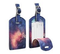 [2 Pezzi] Etichette per Bagagli, Fintie Viaggio bagagli Tag in Similpelle con Copertina Posteriore per la Borsa da Viaggio, Galaxy