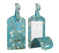 [2 Pezzi] Etichette per Bagagli, Fintie Viaggio bagagli Tag in Similpelle con Copertina Posteriore per la Borsa da Viaggio, Blossom