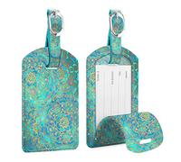 [2 Pezzi] Etichette per Bagagli, Fintie Viaggio bagagli Tag in Similpelle con Copertina Posteriore per la Borsa da Viaggio, Shades of Blue