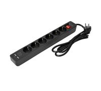 2 pezzi - EUROLITE Presa Multipla con 6 Prese Schuko e 2 Porte USB Tipo A - Nero