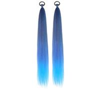 2 Pezzi Extension Coda di Cavallo Treccia con Cravatta Dritta 26, Extension di Capelli Blu, Posticci Naturali Morbidi per Donne Ragazze Azzurro
