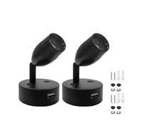 2 Pezzi Faretto LED Da Lettura For Interni RV Dimmerabile Lampada Girevole A 360 Gradi For Barca, Roulotte, Camper, Rimorchio, Camion, Yacht(Black(2PCS))
