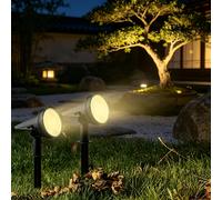2 pezzi Fari Solari a LED 55, Luci da Esterno Solari RGB IP555 per Paesaggio Luminosità Regolabile per Giardino Alberi Posteriore Patio Prato Decorazione Lampione Faretto