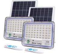 2 PEZZI Faro LED Pannello Solare 200W Sensore Crepuscolare e Telecomando IP66