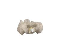 2 pezzi fasce for capelli in organza altamente elasticizzata con perle - elastici for capelli a forma di intestino crasso for code di cavallo e acconciature raccolte(Beige)