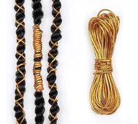 2 pezzi Fasce for capelli pieghevoli Corde for capelli in stile etnico Legami Fascia for capelli a coda di cavallo Dreadlocks colorati Lunghi fermacoda di cavallo Accessori for capelli(Gold)