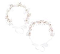 2 Pezzi Fasce Per La Testa Di Perle Ghirlanda, Squisite Ed Elei Ed Elei Fasce Per I Fiori Per Bambini, Accessori Per Capelli Allacciati Da Principessa, Decorazioni Per Acconciature Da Sposa.