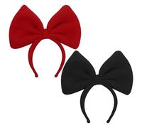 2 Pezzi Fasce Per La Testa, Fasce Di Velluto, Accessori Per Abbigliamento Per Feste, Elei Accessori Per Capelli Personalizzati, Fasce Carine (Nero, Rosso).