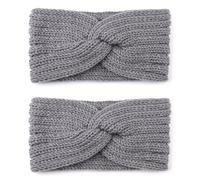 2 Pezzi Fascia Capelli Donna,fascia invernale,Fasce per Capelli Invernale,Capelli Maglia Tenere,Fascia Capelli Elastica versatile per inverno(Grigio)