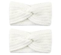 2 Pezzi Fascia Capelli Donna,fascia invernale,Fasce per Capelli Invernale,Capelli Maglia Tenere,Fascia Capelli Elastica versatile per inverno(Bianco)