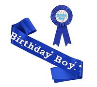 2 Pezzi Fascia Compleanno Fusciacca Birthday Boy Compleanno Badge Cintura per Rragazzo Distintivo di Compleanno(blu)