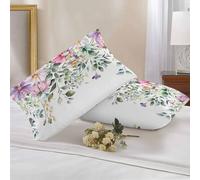 2 Pezzi Federe Copricuscini Farm Summer Flower Eucalyptus Leaves Copri Cuscini con Cerniera Invisibile Morbido Copricuscino, per Auto, Divano, Interni Ed Esterni, 40x60cm