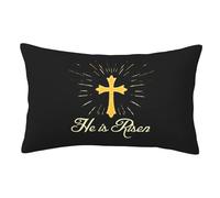 2 Pezzi Federe Copricuscini He Is Risen-Jesus Christ Christianty Easter Fodere Cuscini con Cerniera Invisibile Morbido Decorativi Federa, per Divano, Sedia, Letto, 40x60cm