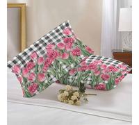 2 Pezzi Federe Copricuscini Spring Farm Watercolor Pink Flower Divano Copricuscini con Cerniera Invisibile Moda Quadrato Federa, per Divano, Auto, Sedia, 40x60cm