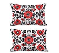 2 Pezzi Federe Cuscini Divano 60x80cm Impermeabili Velluto Copricuscini Cerniera Invisibile,Rettangolari Decorativi Rosso Copricuscini per Divano Giardino Casa Soggiorno Camera da Letto Mandalo G435