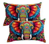 2 Pezzi Federe Cuscini per Divano 50x80 cm in Velluto Copricuscini Elefante Morbido Decorativo Fodere per Cuscino Boho Federa Cuscino Rettangolare Copri Cuscini per Divano Letto Soggiorno Casa -SC297
