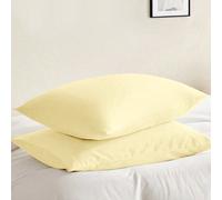 2 pezzi Federe di colore solido ultra morbide, leggere e soffici come una nuvola, con chiusura a busta, lavabili in lavatrice. Adatte per casa e dormitorio, certificate Oeko-Tex, colore giallo chiaro