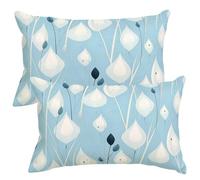 2 Pezzi Federe per Cuscini Arte Decorativa in Lino 30x50 cm Fodere Cuscino Azzurro Copricuscini Divano Federa Cuscino Rettangolare Copri Cuscini per Divano Soggiorno Patio Giardino Copricuscino -SC250