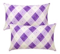 2 Pezzi Federe per Cuscini Viola Decorativa in Lino 20x30 cm Fodere Cuscino Plaid Geometrico Copricuscini Divano Federa Cuscino Rettangolare Copri Cuscini per Divano Soggiorno Patio Giardino -SC522