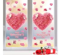 2 pezzi ferma finestra San Valentino rosa fiocco amore cuore double face decoraz